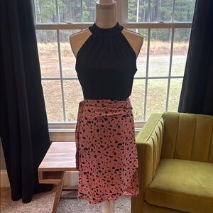 SHEIN Black and Pink Wrap Cocktail Dress